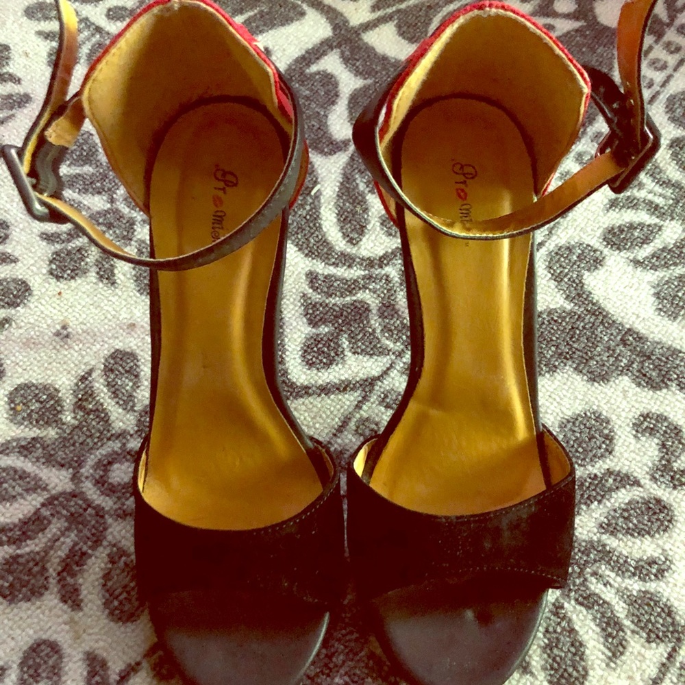 Red and black heels
